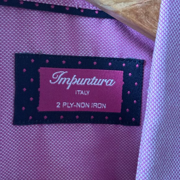 100% Cotton Impuntura Pink Dress Shirt - Men's L - Picture 2 of 4
